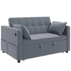 HOMCOM Pull Out Sleeper Sofa Bed with USB Charging and Adjustable Backrest - Dark Grey-3-in-1 design transforms from sofa to bed or recliner, with two pillows for added comfort