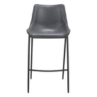 Zuo Magnus Barstool - Dark Grey/Black - Set of 2-Plush and durable faux leather fabric