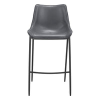 Zuo Magnus Barstool - Dark Grey/Black - Set of 2-Plush and durable faux leather fabric