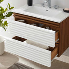 Modway Render 30" Wall-Mount Bathroom Vanity - White/Walnut/White-MDF and Particleboard