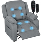 HOMCOM Massage Recliner with Quiet Motor - Grey-Quiet electric recliner reaches 150 degrees using brushless motor