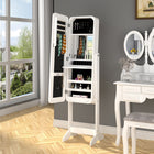 HOMCOM Freestanding Mirror Jewelry Cabinet - 11.75" L x 57.5" W x 14.25" H - White-Perfect way to organize all your jewelry and accessories 