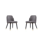 Manhattan Comfort Estelle 20.08" Modern Faux Leather Upholstered Dining Chair - Pebble and Black - Set of 2-Modern Dining Chair Perfect for Dining and Home Office Use. Set of 2