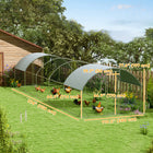 PawHut Galvanized Large Metal Chicken Coop Cage  - 9.2' × 31.2' × 6.5'-Made with galvanized steel for a stable structure
