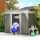 Outsunny Metal Outdoor Storage Shed with Sliding Doors - 7' x 4' - Light Grey-Steel panel walls and roof, resistant to rust and rain 