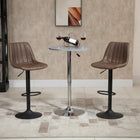 HOMCOM Microfiber Retro Tub Bar Stools with Metal Frame and Footrest - Brown - 2 Pack-Ideal for use in the kitchen and smaller spaces
