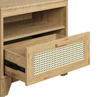 Manhattan Comfort Sheridan 21.63" Mid-Century Modern Nightstand - Nature-Solid Wood Horizontal Handle with Painted Finish