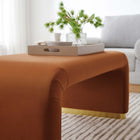 Modway Koda Performance Velvet Waterfall Ottoman - Brass/Rust-Dense Foam Padding