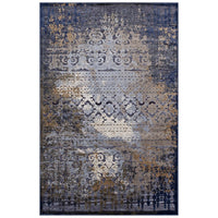 Modway Kalene Distressed Vintage Turkish Area Rug - 5 ft W x 8 ft L - Blue Rust/Cream-Textured Soft Low Pile Weave