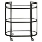 Hudson&Canal Leif 30"W Oval Bar Cart - Blackened Bronze-Four wheels let you bring the party anywhere