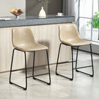 HOMCOM Counter Height Bar Stools with Back - Beige - 2 Pack-Padded seat and backrest for top-notch comfort
