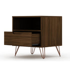 Manhattan Comfort Rockefeller 20.08" Mid-Century Modern 1-Drawer Nightstand 2-Piece Set - Brown-11 Lb. Capacity per Shelf and Drawer
