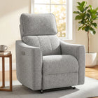 HOMCOM Upholstered Power Recliner with USB Ports - Grey-8.7" (22 cm) doll-cotton backrest offers a cosy feel