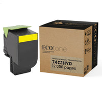Ecotone Lexmark 74C1HY0 Remanufactured Toner - High Yield - Yellow-Colour: Yellow