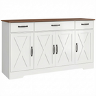 HOMCOM 55" Farmhouse Sideboard Buffet Cabinet for TVs up to 60 Inch with Barn Doors - White-Spacious storage neatly organises clutter for a relaxing space 