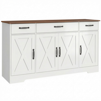 HOMCOM 55" Farmhouse Sideboard Buffet Cabinet for TVs up to 60 Inch with Barn Doors - White-Spacious storage neatly organises clutter for a relaxing space 