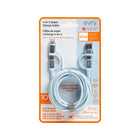 Evry 4-in-1 USB-A/USB-C to USB-C/Lightening Charging Cable - 10 ft - Light Blue-Tangle free design