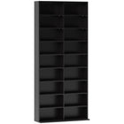 HOMCOM Double Media Cabinet, 9-Tier DVD Shelf with 18 Compartments - Black-Holds up to 640 CDs/360 DVDs. Or use for books, other media or decorations