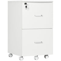 Vinsetto 2-Drawer Mobile Letter/A4 Filing Cabinet with Locking Wheels - White-The modern style goes well with any home and office decor

