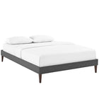 Modway Tessie Fabric Full Bed Frame with Squared Tapered Legs - Grey-Ten Wood Support Slats