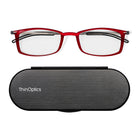 ThinOptics FrontPage Collection Glasses with Milano Black Case - Brooklyn - 1.5 - Red-Product includes the ThinOptics Reading Glasses & the Universal Pod case featuring non-residue adhesive to stick onto your phone/case or any other hard & flat surface