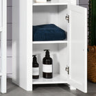 HOMCOM Tall Bathroom Storage Cabinet with Two-Tier Shelf and Two Doors - White-Easy to clean surface  