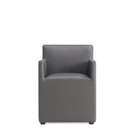 Manhattan Comfort Anna Square 22.83" Modern Faux Leather Upholstered Dining Armchair - Pewter-Modern Dining Chair for Dining Room and Task Use