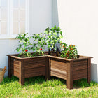 Outsunny Wood Raised Planter Box - 47" L x 47" W x 20" H - Carbonized-Built to last with solid fir wood and DIY it to paint it to your liking 