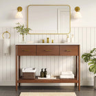 Modway Zaire 48" Single Sink Bathroom Vanity - Walnut/White-Metal Handle Pulls
