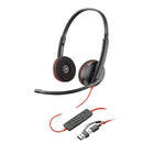 HP Poly Blackwire 3220 Stereo USB Headset with USB-C and USB-A Adapter - Black-Enhanced connectivity for your devices with a USB-C cord and tethered USB-A adapter.