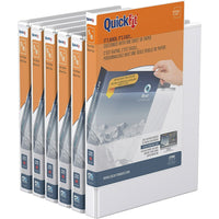 QuickFit View Binder - D Ring - 5/8" - White - 6 Pack-D Ring View, White, 100 sheet capacity, 5/8"