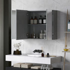 Kleankin Wall Mount Medicine Cabinet with Mirror - 35" W x 24" D - Grey-The surface is painted, which is easy to clean