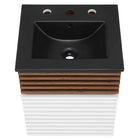Modway Render 18" Wall-Mount Bathroom Vanity - White/Walnut/Black-Ceramic Sink Basin