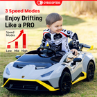 Gyrocopters Lamborghini Licensed Ride on Car for Kids - 12V Dual Motor - Car with Music, Remote Control - White-2 Seater