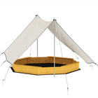 Qaba Kids Wooden Sandbox with Large Canopy, 4 Bench Seats - Yellow-Unique octagon design holds up to eight children playing together