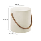 Modway Isera Indoor/Outdoor Patio Rope Concrete Side Table Stool - Light Grey-Braided Rope Handles