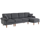 HOMCOM Sectional Sofa with Chaise Lounge - Dark Grey-Space-saving L-shaped design fits the corner of the living room, bedroom, home office, etc