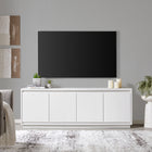 Hudson&Canal Presque TV Stand for TV's up to 75" - White-Constructed of sturdy MDF materials in a handcrafted white finish