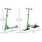 Qaba Kids 2-in-1 Snow Scooter and Sled - Green-Height adjustable handle bar with soft grip to well fit different size of users 