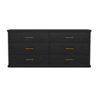 Manhattan Comfort Clifford Traditional 6-Drawer Double Dresser - Black-Wood Grain Laminate Finish: Warm, natural wood look with a durable, easy-to-clean surface