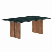 Modway Amistad Marble Coffee Table - Walnut Green Marble-Rectangular Coffee Table