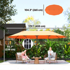 Outsunny Extra-Large Double-Sided Patio Umbrella with Twin Canopy and Crank - 15' - Orange-Selected polyester canopy protects you from harmful elements