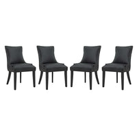 Modway Marquis Faux Leather Dining Chair - Black - 4 Pack-Elegant Modern Dining Side Chair