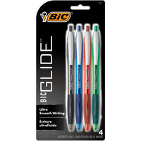 BIC Glide Original Ballpoint Pens Retractable – 1.0mm – Assorted – 4 Pack-Smoother than the smoothest