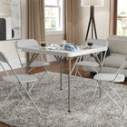 Flash Furniture 34" Square Granite Plastic Folding Table - White-2.83' Folding Table