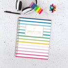 AT-A-GLANCE 2027 Emily Ley Simplified Large Weekly/ Monthly Planner - 11-1/4" x 9" - Happy Stripe - Bilingual-Twin gold coil binding resists snagging and lays flat for ease of use