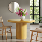 Modway Belmonte 45" Painted Wood Round Pedestal Dining Table - Mustard-Rounded Bullnose Tabletop Edge