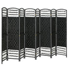 HOMCOM 8 Panel Wave Fiber Freestanding Room Divider for Home Office - Black-This room divider is great for creating personal space or dividing larger rooms
