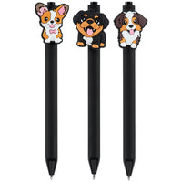 Merangue Dog Topper Retractable Pens - 3 Pack-Novelty pens with Dog toppers