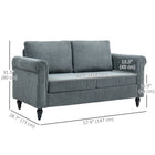 HOMCOM Loveseat Sofa with Curved Armrests - Grey-Removable and washable back cushion cover for added convenience